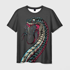 Мужская футболка 3D с принтом Viper в Петрозаводске, 100% полиэфир | прямой крой, круглый вырез горловины, длина до линии бедер | animals | art | poison | snake | venom | venomous | viper | арт | гадюка | животное | животные | змеи | змей | змея | картинка | картинки | прикольная | прикольные | яд | ядовитая | ядовитый