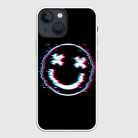 Чехол для iPhone 13 mini с принтом Glitch Smile в Петрозаводске,  |  | art | glitch | smile | арт | глитч | глич | картинка | картинки | мода | прикольная | прикольные | смайл | смайли | смайлик | тренд | тренды