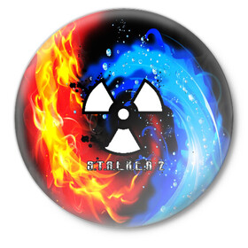 Значок с принтом S.T.A.L.K.E.R 2 в Петрозаводске,  металл | круглая форма, металлическая застежка в виде булавки | game | stalker | stalker 2 | глуховский | радиация | сталкер | сталкеры | чернобыль | ядерный взрыв