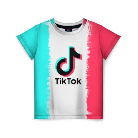 Детская футболка 3D с принтом TIKTOK в Петрозаводске, 100% гипоаллергенный полиэфир | прямой крой, круглый вырез горловины, длина до линии бедер, чуть спущенное плечо, ткань немного тянется | tik | tik tok | tiktok | tok | тик | тик ток | тикток | ток