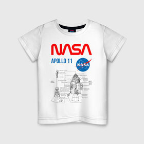 Детская футболка хлопок с принтом Nasa Apollo 11 (двухсторонняя) в Петрозаводске, 100% хлопок | круглый вырез горловины, полуприлегающий силуэт, длина до линии бедер | apollo 11 | apolo 11 | apolon 11 | аполлон 11 | аполон 11 | наса | насса
