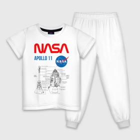 Детская пижама хлопок с принтом Nasa Apollo 11 (двухсторонняя) в Петрозаводске, 100% хлопок |  брюки и футболка прямого кроя, без карманов, на брюках мягкая резинка на поясе и по низу штанин
 | apollo 11 | apolo 11 | apolon 11 | аполлон 11 | аполон 11 | наса | насса