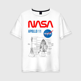 Женская футболка хлопок Oversize с принтом Nasa Apollo 11 (двухсторонняя) в Петрозаводске, 100% хлопок | свободный крой, круглый ворот, спущенный рукав, длина до линии бедер
 | apollo 11 | apolo 11 | apolon 11 | аполлон 11 | аполон 11 | наса | насса