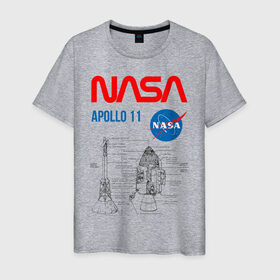 Мужская футболка хлопок с принтом Nasa Apollo 11 (двухсторонняя) в Петрозаводске, 100% хлопок | прямой крой, круглый вырез горловины, длина до линии бедер, слегка спущенное плечо. | apollo 11 | apolo 11 | apolon 11 | аполлон 11 | аполон 11 | наса | насса