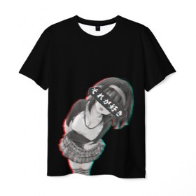 Мужская футболка 3D с принтом Anime Girl в Петрозаводске, 100% полиэфир | прямой крой, круглый вырез горловины, длина до линии бедер | ahegao | anime | girl | girls | hikky | kawaii | kowai | senpai | waifu | yandre | аниме | ахегао | вайфу | девушка | кавай | кун | семпай | сенпай | тян