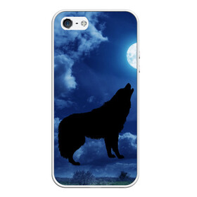 Чехол для iPhone 5/5S матовый с принтом WOLF в Петрозаводске, Силикон | Область печати: задняя сторона чехла, без боковых панелей | wolf | волк | луна | ночь