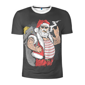 Мужская футболка 3D спортивная с принтом Bad santa в Петрозаводске, 100% полиэстер с улучшенными характеристиками | приталенный силуэт, круглая горловина, широкие плечи, сужается к линии бедра | Тематика изображения на принте: 