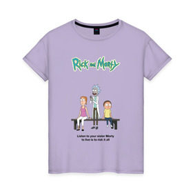 Женская футболка хлопок с принтом Rick and Morty в Петрозаводске, 100% хлопок | прямой крой, круглый вырез горловины, длина до линии бедер, слегка спущенное плечо | morty | rick | rick and morty | summer | t shirt | vdosadir