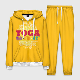 Мужской костюм 3D с принтом Йога в Петрозаводске, 100% полиэстер | Манжеты и пояс оформлены тканевой резинкой, двухслойный капюшон со шнурком для регулировки, карманы спереди | Тематика изображения на принте: fitness | yoga | йога | медитация | фитнес