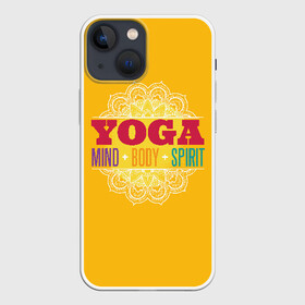 Чехол для iPhone 13 mini с принтом Йога в Петрозаводске,  |  | fitness | yoga | йога | медитация | фитнес