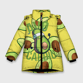 Зимняя куртка для девочек 3D с принтом Аво Кардио в Петрозаводске, ткань верха — 100% полиэстер; подклад — 100% полиэстер, утеплитель — 100% полиэстер. | длина ниже бедра, удлиненная спинка, воротник стойка и отстегивающийся капюшон. Есть боковые карманы с листочкой на кнопках, утяжки по низу изделия и внутренний карман на молнии. 

Предусмотрены светоотражающий принт на спинке, радужный светоотражающий элемент на пуллере молнии и на резинке для утяжки. | avocado | cardio | fit | fitness | авокадо | авокардио | бег | кардио | спорт | спортсмен | фитнес