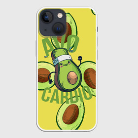 Чехол для iPhone 13 mini с принтом Аво Кардио в Петрозаводске,  |  | Тематика изображения на принте: avocado | cardio | fit | fitness | авокадо | авокардио | бег | кардио | спорт | спортсмен | фитнес