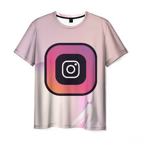 Мужская футболка 3D с принтом Instagram(редактируемое лого) в Петрозаводске, 100% полиэфир | прямой крой, круглый вырез горловины, длина до линии бедер | 