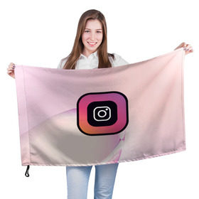Флаг 3D с принтом Instagram(редактируемое лого) в Петрозаводске, 100% полиэстер | плотность ткани — 95 г/м2, размер — 67 х 109 см. Принт наносится с одной стороны | 