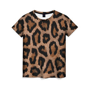 Женская футболка 3D с принтом Леопардовая расцветка в Петрозаводске, 100% полиэфир ( синтетическое хлопкоподобное полотно) | прямой крой, круглый вырез горловины, длина до линии бедер | леопард | леопардовая | леопардовые | леопардовый | леопарды | пятнистые | пятнистый | пятнистым | расцветка