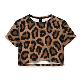 Женская футболка Cropp-top с принтом Леопардовая расцветка в Петрозаводске, 100% полиэстер | круглая горловина, длина футболки до линии талии, рукава с отворотами | леопард | леопардовая | леопардовые | леопардовый | леопарды | пятнистые | пятнистый | пятнистым | расцветка