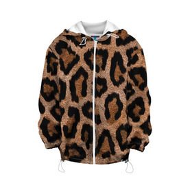 Детская куртка 3D с принтом Леопардовая расцветка в Петрозаводске, 100% полиэстер | застежка — молния, подол и капюшон оформлены резинкой с фиксаторами, по бокам — два кармана без застежек, один потайной карман на груди, плотность верхнего слоя — 90 г/м2; плотность флисового подклада — 260 г/м2 | леопард | леопардовая | леопардовые | леопардовый | леопарды | пятнистые | пятнистый | пятнистым | расцветка