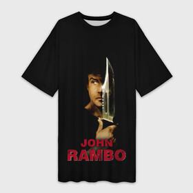 Платье-футболка 3D с принтом John Rambo в Петрозаводске,  |  | action | army | blood | first | john | last | rambo | stallone | states | sylvester | united | usa | армия | боевик | джон | кровь | первая | последняя | рэмбо | сильвестр | сталлоне | сша