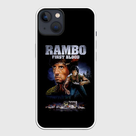 Чехол для iPhone 13 с принтом Rambo: First Blood в Петрозаводске,  |  | action | army | blood | first | john | last | rambo | stallone | states | sylvester | united | usa | армия | боевик | джон | кровь | первая | последняя | рэмбо | сильвестр | сталлоне | сша