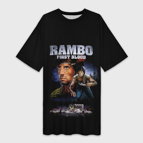 Платье-футболка 3D с принтом Rambo: First Blood в Петрозаводске,  |  | action | army | blood | first | john | last | rambo | stallone | states | sylvester | united | usa | армия | боевик | джон | кровь | первая | последняя | рэмбо | сильвестр | сталлоне | сша