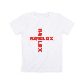 Детская футболка хлопок с принтом ROBLOX в Петрозаводске, 100% хлопок | круглый вырез горловины, полуприлегающий силуэт, длина до линии бедер | roblox | roblox simulator. | код роблокс | роблокс | роблокс симулятор
