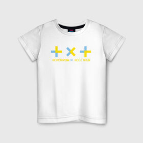 Детская футболка хлопок с принтом TOMORROW X TOGETHER в Петрозаводске, 100% хлопок | круглый вырез горловины, полуприлегающий силуэт, длина до линии бедер | Тематика изображения на принте: tomorrow x together | txt