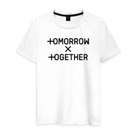 Мужская футболка хлопок с принтом TOMORROW X TOGETHER в Петрозаводске, 100% хлопок | прямой крой, круглый вырез горловины, длина до линии бедер, слегка спущенное плечо. | 