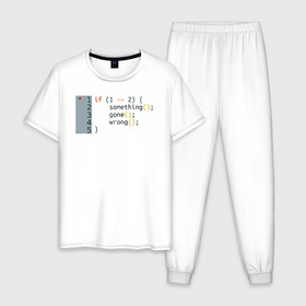 Мужская пижама хлопок с принтом if 1 == 2 в Петрозаводске, 100% хлопок | брюки и футболка прямого кроя, без карманов, на брюках мягкая резинка на поясе и по низу штанин
 | it | php | айтишник | код | кодер | ошибка | програма | програмист | программа | программист | разработка | разработчик | сайт | сайты | си | си плюсплюс | си шарп | технарь | условие | явапхп | яваскрипт
