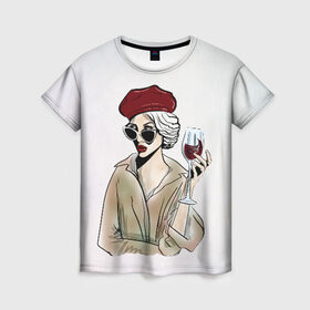 Женская футболка 3D с принтом Не сходи с ума, сходи за вином! в Петрозаводске, 100% полиэфир ( синтетическое хлопкоподобное полотно) | прямой крой, круглый вырез горловины, длина до линии бедер | 