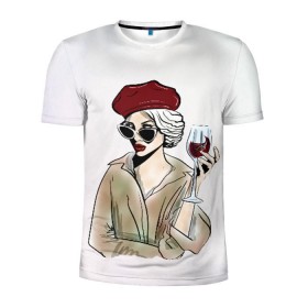 Мужская футболка 3D спортивная с принтом Не сходи с ума, сходи за вином! в Петрозаводске, 100% полиэстер с улучшенными характеристиками | приталенный силуэт, круглая горловина, широкие плечи, сужается к линии бедра | 