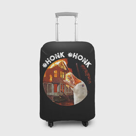 Чехол для чемодана 3D с принтом Honk Honk I am Goose в Петрозаводске, 86% полиэфир, 14% спандекс | двустороннее нанесение принта, прорези для ручек и колес | angry goose | goose | honk | гусь | злой гусь | хонк