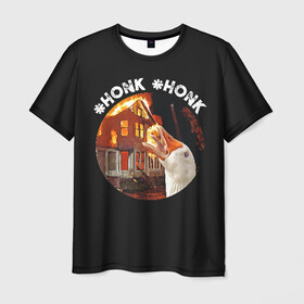 Мужская футболка 3D с принтом Honk Honk I am Goose в Петрозаводске, 100% полиэфир | прямой крой, круглый вырез горловины, длина до линии бедер | angry goose | goose | honk | гусь | злой гусь | хонк