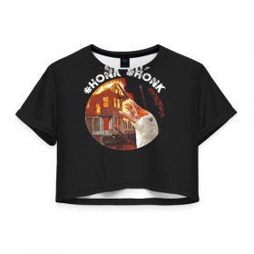 Женская футболка Cropp-top с принтом Honk Honk I am Goose в Петрозаводске, 100% полиэстер | круглая горловина, длина футболки до линии талии, рукава с отворотами | angry goose | goose | honk | гусь | злой гусь | хонк