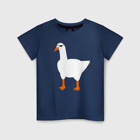 Детская футболка хлопок с принтом КРУТОЙ ГУСЬ в Петрозаводске, 100% хлопок | круглый вырез горловины, полуприлегающий силуэт, длина до линии бедер | meme | untitled goose game | злой гусь | мем | птица