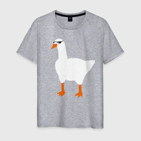 Мужская футболка хлопок с принтом КРУТОЙ ГУСЬ в Петрозаводске, 100% хлопок | прямой крой, круглый вырез горловины, длина до линии бедер, слегка спущенное плечо. | meme | untitled goose game | злой гусь | мем | птица
