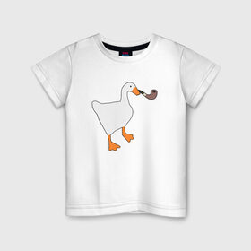 Детская футболка хлопок с принтом Untitled Goose в Петрозаводске, 100% хлопок | круглый вырез горловины, полуприлегающий силуэт, длина до линии бедер | evil | game | goose | mem | memes | untitled | гусь | злой | игра | мем | осторожно