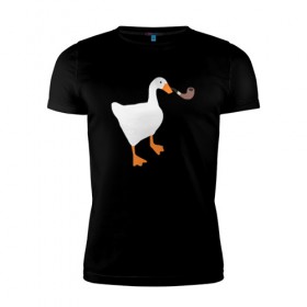 Мужская футболка премиум с принтом Untitled Goose в Петрозаводске, 92% хлопок, 8% лайкра | приталенный силуэт, круглый вырез ворота, длина до линии бедра, короткий рукав | evil | game | goose | mem | memes | untitled | гусь | злой | игра | мем | осторожно