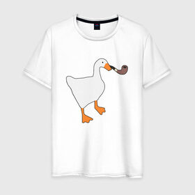 Мужская футболка хлопок с принтом Untitled Goose в Петрозаводске, 100% хлопок | прямой крой, круглый вырез горловины, длина до линии бедер, слегка спущенное плечо. | evil | game | goose | mem | memes | untitled | гусь | злой | игра | мем | осторожно