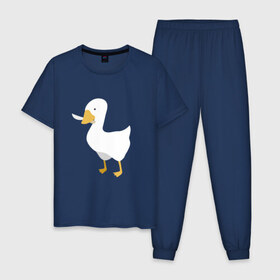 Мужская пижама хлопок с принтом untitled goose в Петрозаводске, 100% хлопок | брюки и футболка прямого кроя, без карманов, на брюках мягкая резинка на поясе и по низу штанин
 | game | goose | untitled | videogame | видеоигры | гусь | игры | мем