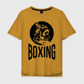 Мужская футболка хлопок Oversize с принтом Boxing (двухсторонняя) в Петрозаводске, 100% хлопок | свободный крой, круглый ворот, “спинка” длиннее передней части | Тематика изображения на принте: boxer | boxing | fight | mma | бокс | боксер | тайский бокс