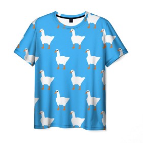Мужская футболка 3D с принтом КРУТЫЕ ГУСИ в Петрозаводске, 100% полиэфир | прямой крой, круглый вырез горловины, длина до линии бедер | Тематика изображения на принте: meme | untitled goose game | злой гусь | мем | птица