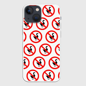 Чехол для iPhone 13 mini с принтом НЕТ ГУСЯМ в Петрозаводске,  |  | meme | untitled goose game | злой гусь | мем | птица