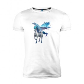 Мужская футболка премиум с принтом Пегас в Петрозаводске, 92% хлопок, 8% лайкра | приталенный силуэт, круглый вырез ворота, длина до линии бедра, короткий рукав | крылья | лошадь | пегас | рисунок | существо