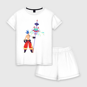 Женская пижама с шортиками хлопок с принтом Promare Galo в Петрозаводске, 100% хлопок | футболка прямого кроя, шорты свободные с широкой мягкой резинкой | anime | galo | promare | аниме | гало | промар