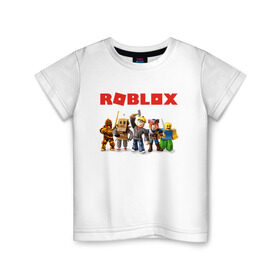 Детская футболка хлопок с принтом ROBLOX в Петрозаводске, 100% хлопок | круглый вырез горловины, полуприлегающий силуэт, длина до линии бедер | Тематика изображения на принте: roblox | roblox simulator. | код роблокс | роблокс | роблокс симулятор