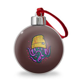 Ёлочный шар с принтом Octopus(Lil Peep, GBC) в Петрозаводске, Пластик | Диаметр: 77 мм | gbc | lil | peep | rap | rock | бордовый | желтый | зеленый | исполнитель | картинка | надпись на спине | осьминог | редактируемый дизайн | рок | рэп | рэпер | сочный цвет | фиолетовый