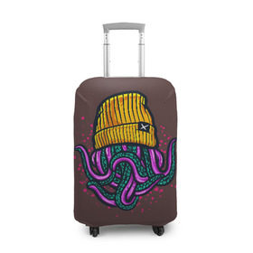 Чехол для чемодана 3D с принтом Octopus(Lil Peep, GBC) в Петрозаводске, 86% полиэфир, 14% спандекс | двустороннее нанесение принта, прорези для ручек и колес | gbc | lil | peep | rap | rock | бордовый | желтый | зеленый | исполнитель | картинка | надпись на спине | осьминог | редактируемый дизайн | рок | рэп | рэпер | сочный цвет | фиолетовый