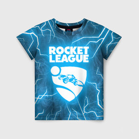 Детская футболка 3D с принтом ROCKET LEAGUE в Петрозаводске, 100% гипоаллергенный полиэфир | прямой крой, круглый вырез горловины, длина до линии бедер, чуть спущенное плечо, ткань немного тянется | racing. | rocket league | rocket league garage | rocket trade | гонки | рокет лига