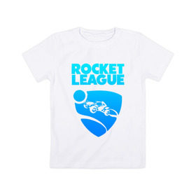 Детская футболка хлопок с принтом ROCKET LEAGUE в Петрозаводске, 100% хлопок | круглый вырез горловины, полуприлегающий силуэт, длина до линии бедер | 