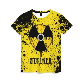Женская футболка 3D с принтом S.T.A.L.K.E.R. в Петрозаводске, 100% полиэфир ( синтетическое хлопкоподобное полотно) | прямой крой, круглый вырез горловины, длина до линии бедер | game | stalker | зона | игра | радиация | сталкер | чернобыль